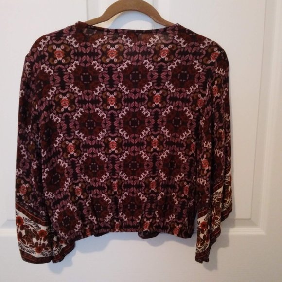 ABOUT A GIRL BRAND PURPLE CROP BOHO TOP BLOUSE SIZE MEDIUM - Picture 3 of 4